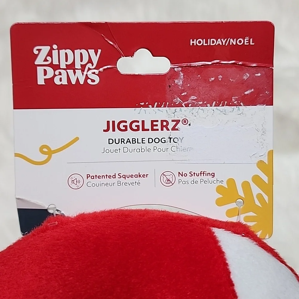 Zippy Paws Holiday Jigglerz Candy Cane Durable Squeeker Crinkle Dog Toy